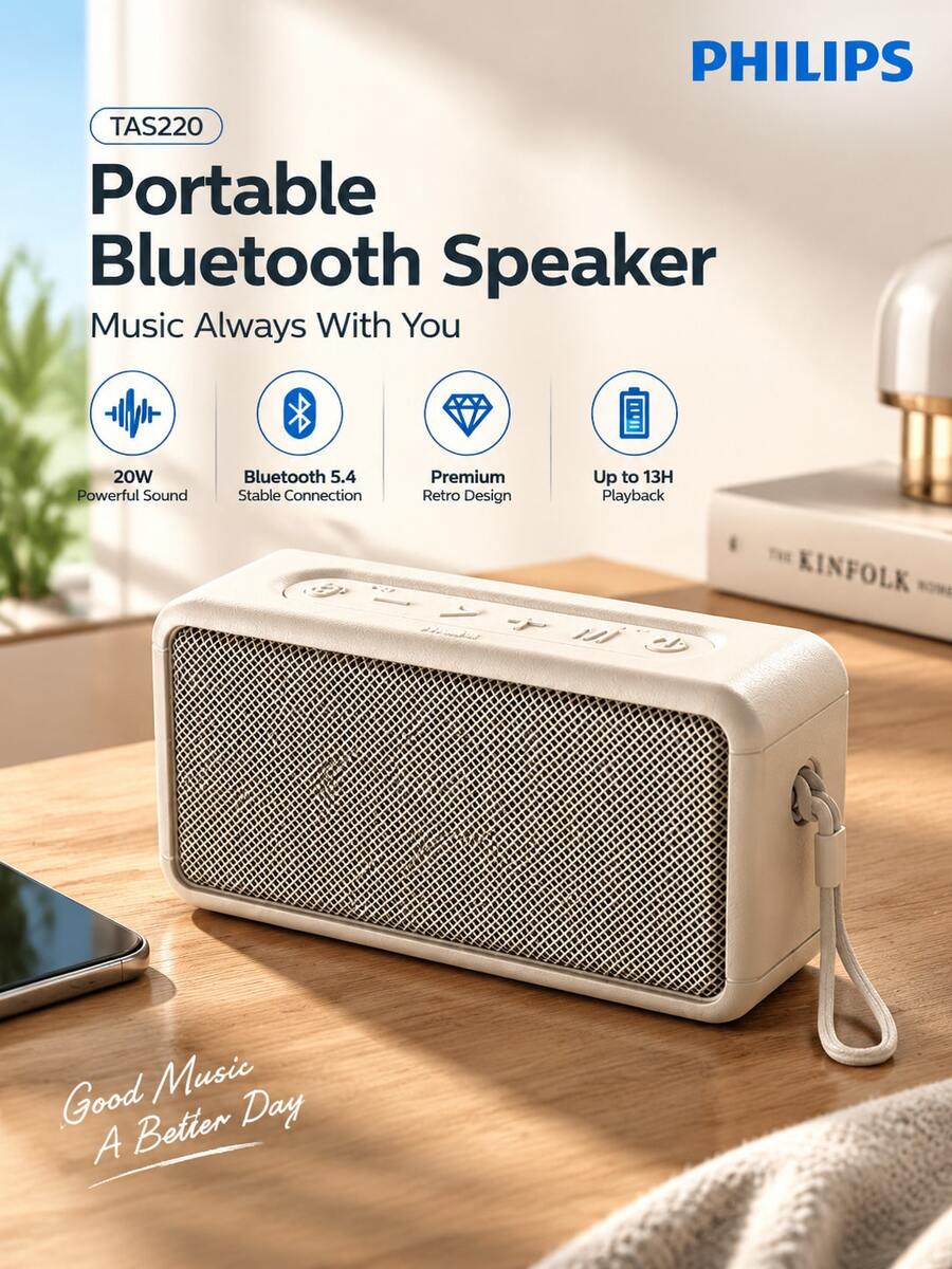 PHILIPS TAS2130 Retro Bluetooth Speaker Desktop Speaker Loud Home Living Room Surround Sound Computer Small Speaker Portable Wireless Subwoofer Birthday Back To School Gift For Men And Women Multiple Colors Available - View 1