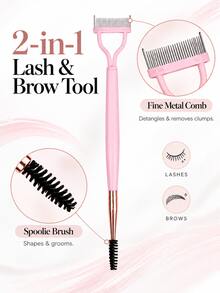 2-In-1 Eyelash Comb & Lash Separator Tool, Stainless Steel Mascara Comb With Eyebrow Spoolie, Dual-Ended Lash Brush For Clump Removal, Defined Lashes, Reusable Eye Makeup Grooming Tool For Daily Travel - Multicolor - View 6