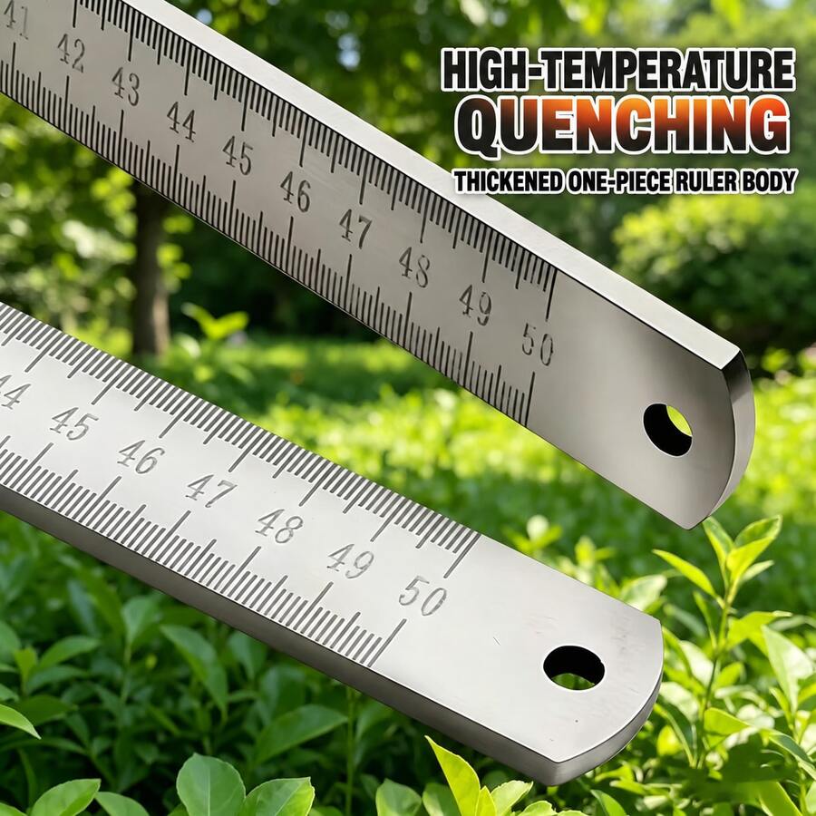 Stainless Steel Straight Ruler, Metric Centimeter Scale, Thickened Steel Saw Blade Quenched Steel Ruler, Woodworking Measuring And Marking Ruler, Multi-Function Car Ruler 52cm