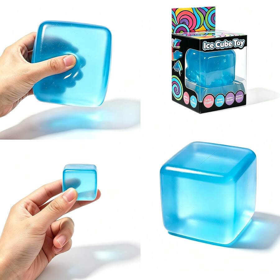 1pc Glitter Ice Cube Malt Squishy Stress Relief Toy, Soft Slow Rebound Fidget Toy, Suitable For Children, Teens, Sensory Autism ADHD Relaxation Squeeze Toy, Party Favor, Classroom Prize, Exchange Gift, School Reward, Random Color - Multicolor - View 1