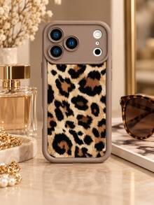 1pc Vintage Plush Texture Leopard Print Phone Case, Maillard Coffee Color Wild Leopard Spot Pattern, Coffee Color Full Coverage Matte Anti-Fall Silicone Protective Shell Compatible With IPhone 18 17 16 15 14 13 12 11/Pro/ProMax/X/XR/XS/XSMAX/7/8/PLUS Compatible With Samsung/Honor - Khaki - View 7