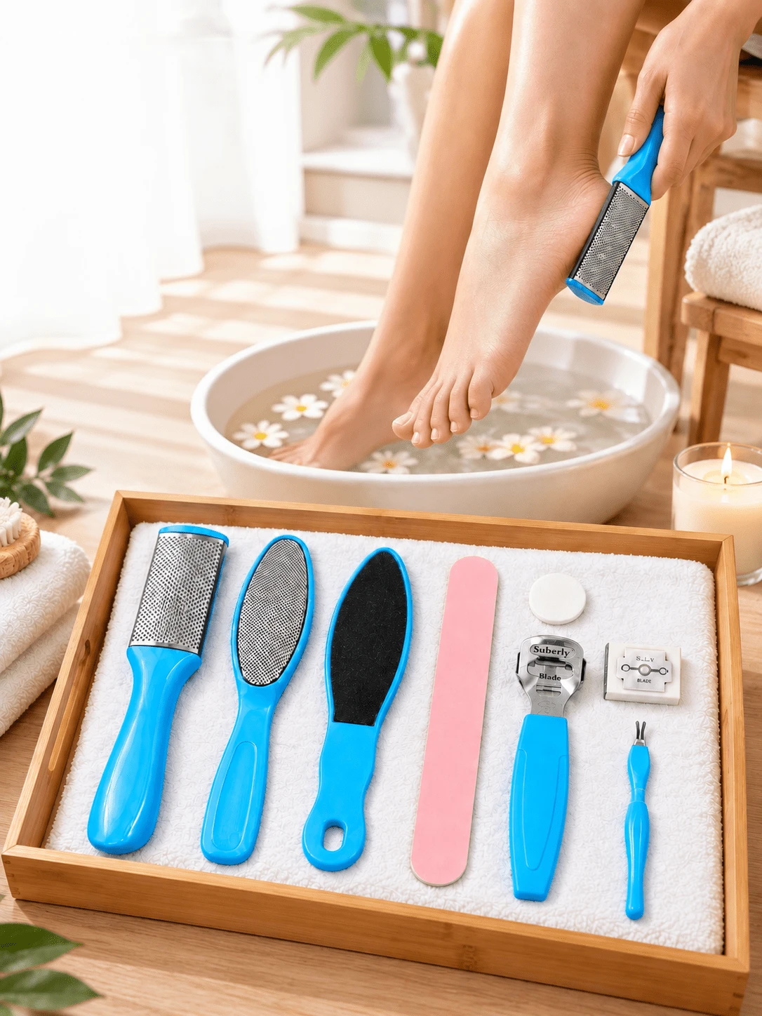 8Pcs/1Pc Foot Care Pedicure Set, Stainless Steel Foot File, Callus Remover And Foot File Set, Dead Skin And Hard Skin Remover, Pedicure Tools Nail Care, Suitable For Cracked Heels, Home Salon SPA Pedicure - Multicolor - View 1