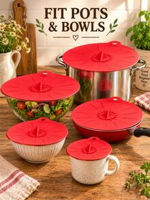 5pcs Silicone Bowl Lids, Microwave Reusable Covers, Multiple Sizes, Suction Seal Silicone Lids Suitable For Bowls, Cups, Plates, Pots And Pans, Prevent Food Splatter During Microwave And Stove Cooking. Kitchen Utensils, Kitchen Accessories. - Multicolor - View 9