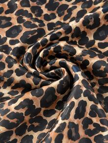 Rok Maxi Mermaid Motif Leopard Wanita, Rok Panjang Bodycon Model Ekor Ikan dengan Hem Mengembang Motif Hewan Gaya Jalanan Y2K - Coffee Brown - View 5