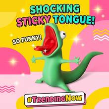 1pc Funny Chameleon Lizard Figurine, Big Mouth Gecko Statue With Tongue, Cute Reptile Desktop Decor Creative Gift - Multicolor - View 1