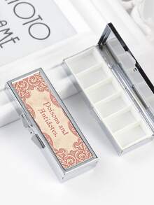 "Poisons And Antidotes" Printed Pill Box, Vintage European Style Pill Dispenser, Portable Pill Dispenser, Precise 1-2 Pill Dispenser, Convenient Medication Storage Box, Easy-To-Use Design, Plastic Material, Portable Travel Pill Box, Dispensing Box - Multicolor - View 11