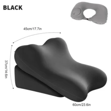 Reading Pillow For Bed Back Rest Lumbar With Support Arm Seat Cushion Lounger, Includes An Inflatable Neck Pillow - Black - View 7