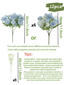 12/4/1pc Artificial Peony Hydrangea Chrysanthemum Bouquet - Perfect For Weddings, Engagements And Home Decor | Spring Tabletop Decor, Valentine's Day, Birthday Gift, Graduation Gift, Autumn Decor, Christmas - Blue - View 12