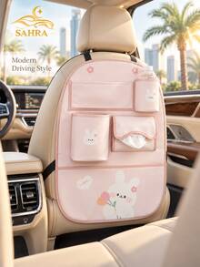 SAHRA 1pc Cute Cartoon Car Seat Back Storage Bag, Multifunctional Car Trash Can, Creative Car Interior Storage, Car Seat Back Kick Mat, Vehicle Decoration - Multi-color - View 3