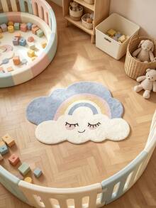 1 pièce Tapis de zone en fausse laine nœud-en-ciel vibrant, tapis de décoration de Noël en peluche doux, convient pour la décoration de la chambre ou du salon, lavable, design rayé coloré, tapis de salon, décoration de chambre, décoration de pièce, petit tapis, tapis en peluche, tapis épaissi, tapis épais, tapis en laine, tapis épaissi, tapis moelleux, tapis d'automne/hiver, épaissi/peluche - Multicolore - Voir 5