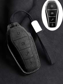 Applicable To BYD Car Key Cover, Suede Key Cover, Full Coverage Key Cover, Wear-Resistant Key Cover, Suitable For Seagull, Dolphin, EV, Song Pro, Yuan, Qin Plus, Tang DMI, New Men's Car Accessories - Suede - View 5