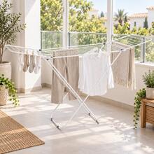 Tendedero de Ropa Plegable con Alas, Color Blanco, para Interior y Exterior, Gran Capacidad - Blanco - Ver 13