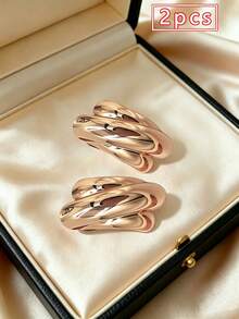 2pcs Triple Ring Twisted Metal Brooch, Luxury Glossy 3D Pin, Multi-Purpose Decorative Buckle For Shirts, Sweaters, Blazers, Dresses, Hats, Women's Accessories For Commute, Date, Gift - View 9