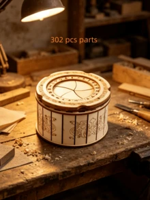 302pcs Parts Handmade DIY Wooden Mechanical Box, 3D Building Blocks, Interlocking Toy, Craft, Ornament, Educational Toy - Mechanism Box - View 10