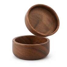 1pc Small Solid Wood Jewelry Tray, Round Wooden Jewelry Dish, Suitable For Rings, Earrings, Studs, Desktop Storage Organizer Bowl And Tea Cup Coaster, Minimalist Wooden Decorative Plate - Brown - View 2