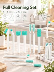 Gap Cleaning Brush Set, Multi-Functional Deep Cleaning Tool, Includes Sponge Pad, Nylon Brush And Scraper, Suitable For Window Tracks, Bottle Caps, Sink Gaps, Keyboards, Kitchen, Bathroom And Appliance Gap Cleaning - A - View 4