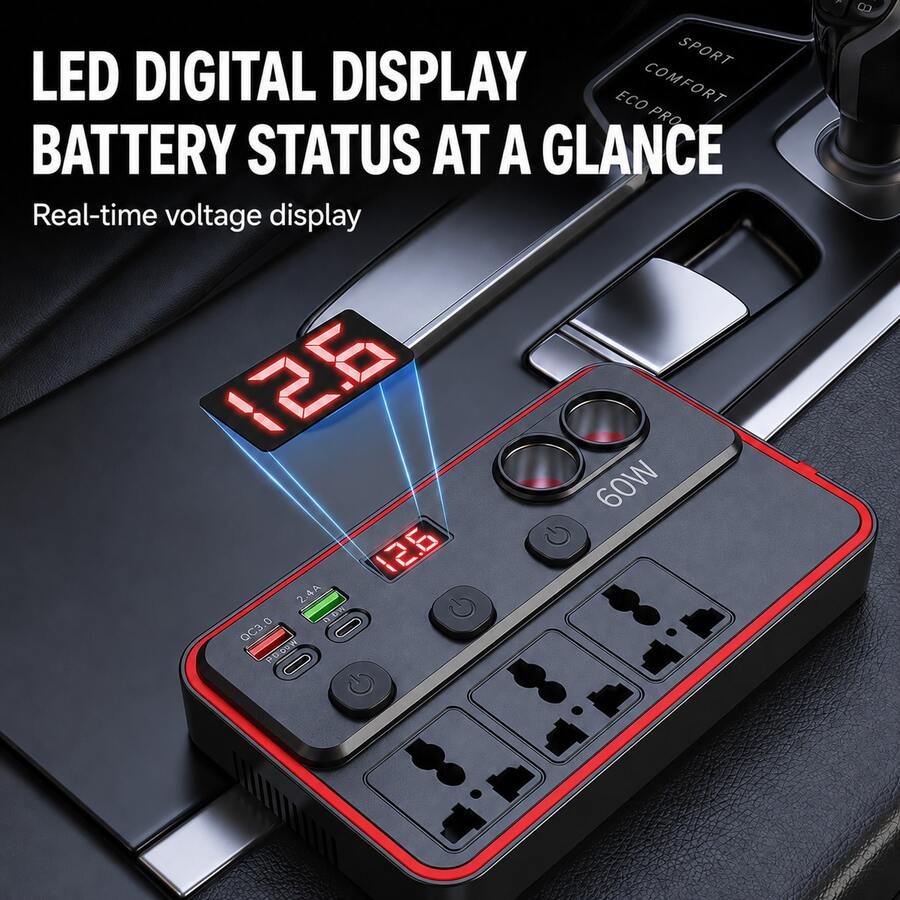 1pc 150W Car Power Inverter With Dual USB And Dual Type-C Fast Charging Ports, Multi-Function Car Cigarette Lighter Adapter, Suitable For Cars, SUVs, Trucks, Road Trips, Commuting And Travel - General Purpose - View 1