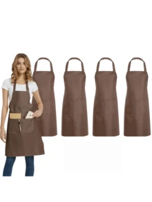 1/3/5/10pcs Women's Polyester Apron, Simple Black With Pockets, Thickened Waist, Fashionable Home Kitchen Workwear, Kitchen Supplies - Multicolor - View 1