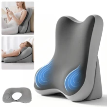 Reading Pillow For Bed Back Rest Lumbar With Support Arm Seat Cushion Lounger, Includes An Inflatable Neck Pillow - Grey - View 1