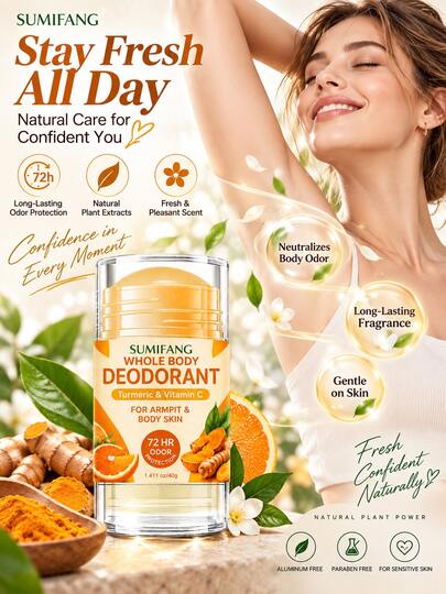 SUMIFANG SUMFANG Turmeric Vitamin C Body Deodorant Cream 40g – Turmeric + Vitamin C + Hyaluronic Acid – Controls Odor, Soothes Skin, Brightens Underarms | Gentle Formula Suitable For Underarms And Body; Non-Sticky