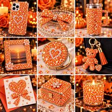 Orange Iridescent Flat Resin Rhinestones, 12-Grid Box Assorted Size Round Rhinestones, Handmade DIY Rhinestone Accessories, Cup, Notebook, Makeup Mirror Decoration, Halloween, Autumn Handmade Craft, Clothing, Phone Case DIY Shiny Decorative Supplies - Orange - View 3