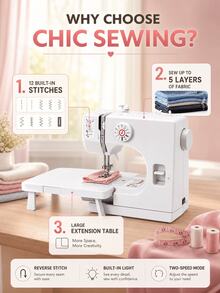 SOKANY Mini Electric Sewing Machine, Portable Electric Sewing Machine, Multi-Function Home Sewing Machine, Adjustable Speed, 12 Stitches, Suitable For Parents, Beginners And Craft Enthusiasts, Lightweight And Easy To Carry - View 2