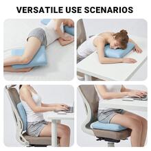 1pc Cool Breathable Memory Foam Sleeping Pillow, Simple Flat Square Pillow Body, Suitable For Side And Back Sleeping, With Zipper Removable Washable Cool Pillowcase, Multi-Use Pillow For Bedroom And Office - Baby Blue - View 4