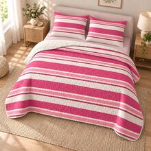1PC Navy Blue Linear Pattern Single Bed Cover (Bed Cover 1, Pillowcase Not Included) Breathable & Comfortable, Suitable For All Seasons, Holiday Gift, Ideal For Hotels, Guest Houses, Bedrooms, Ultra-Soft Breathable & Sweat-Absorbent Bedding - Multicolor - View 7