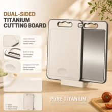 1PC Titanium Alloy Double-Sided Cutting Board, Reversible Kitchen Chopping Board With Built-In Juice Groove, Dishwasher , Multi-Functional Prep Board For Daily Home Use And Baking, Thoughtful Gift For Friends And Family - View 4