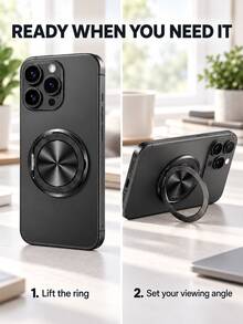 Phone Ring Holder 360 Degree Rotation Universal Finger Grip Kickstand Anti Drop For All Smartphones Compact Pocket Size Portable Travel Game Dorm Back To School - One Size - View 4