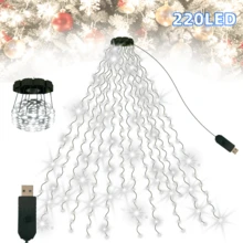 400/220 LED Christmas Waterfall Tree Lights, USB Powered, 10 Lighting Modes, LED Indoor String Lights, White Holiday Decorative Lights, Suitable For Indoor/Outdoor, Garden, Party, Wedding, Festival, Christmas Tree, Christmas Decoration - white light - View 11