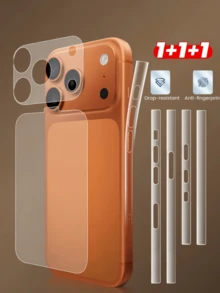 (3合1) 相容 iPhone 17 Pro Max/17/AIR (磨砂背膜 + 邊框膜 + 鏡頭平台膜)，防刮防指紋，透明裸手觸感，有效防止日常刮傷，延長新機使用壽命 - 無色 - 查看 14