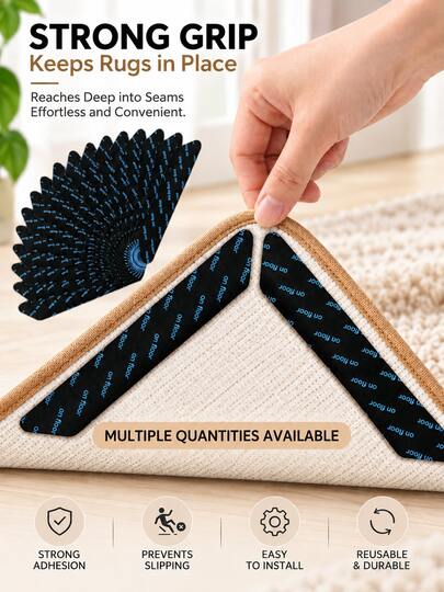 24pcs Kitchen Bedroom Carpet Non-Slip Corner Stickers, Peel-And-Stick Non-Slip Carpet Pads, Hook-And-Loop Non-Slip Friction Stickers, Wooden Floor Carpet Stickers, Invisible Carpet Fixing Stickers, Floor Non-Slip Fixing Adhesive, Removable No-Trace Carpet Fixer, Home Living Room Bedroom Kitchen Bathroom Carpet Non-Slip Pads, Suitable For Home Dorm Rental Apartment Hotel, New Year Valentine's Day Mother's Day Father's Day 520 Graduation Season Teacher's Day Mid-Autumn Festival Christmas Halloween Spring Festival Birthday Housewarming Gift, Practical Home Non-Slip Fixing Gift
