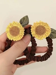 2pcs Sunflower Hair Ties & Hair Clips, Premium Hair Accessories For Women - Hair Tie + Hair Clip - View 15