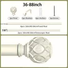 1PC Antique White Curtain & Shower Curtain Rod, 1 Inch Adjustable Extendable Drapery Pole, Heavy Duty Rod For Bathroom - 1PC Antique White - View 9
