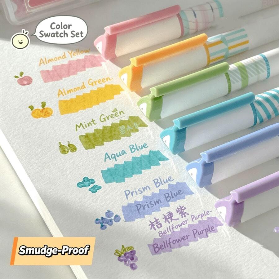 6/12 buah Spidol Fluorescent Ujung Ganda 12 Warna, Badan Segitiga Mudah Digenggam, Kualitas Kantor, Cocok untuk Menggambar, Menandai, dan Menyoroti, Pena Gambar untuk Pelajar/Sekolah, Set Alat Tulis Pelajar, Perlengkapan Kantor - Stabilo dua sisi - View 1