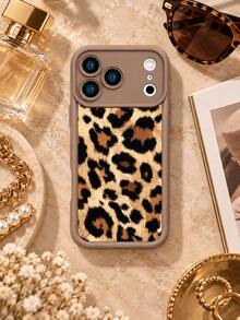 1pc Vintage Plush Texture Leopard Print Phone Case, Maillard Coffee Color Wild Leopard Spot Pattern, Coffee Color Full Coverage Matte Anti-Fall Silicone Protective Shell Compatible With IPhone 18 17 16 15 14 13 12 11/Pro/ProMax/X/XR/XS/XSMAX/7/8/PLUS Compatible With Samsung/Honor - Khaki - View 3