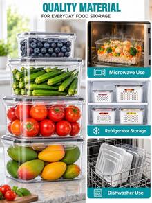 1/2/3pcs Large Fridge Storage Boxes With Lids, Fruit And Vegetable Storage Containers, Kitchen Food Organizer Boxes - Multicolor - View 4