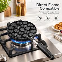 Plum Blossom Pancake Maker, Multi-Cavity Stovetop Cake Pan With Double-Sided Hinged Design And Long Handle, Flower-Shaped Mold For Mini Pancakes, Filled Pastries, Cake Bites And Homemade Snacks - Black - View 5