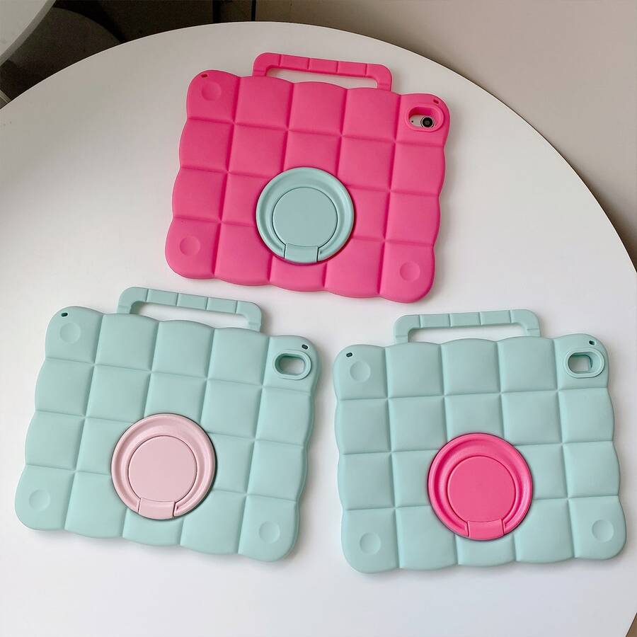 1pc Cute Cloud Silicone Tablet Protective Case, Compatible With IPad 10th Gen 10.9 Inch, Air 5/4, Pro 11 Inch, 9/8/7th Gen 10.2 Inch, Mini 6, Shockproof Protective Cover With Portable Handle And 360° Rotating Stand, Soft Anti-Drop Shell, Suitable For Kids, Boys, Girls, Students, School, Travel, Home, Office Cute Accessory, Durable Foldable Support Tablet Protective Case