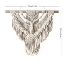 1pc Bohemian Style Macrame Wall Hanging, Handmade Woven Tassel Wall Tapestry, Living Room Bedroom Farmhouse Background Wall Decor - Beige - View 13