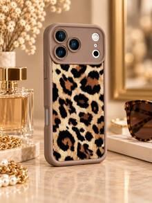 1pc Vintage Plush Texture Leopard Print Phone Case, Maillard Coffee Color Wild Leopard Spot Pattern, Coffee Color Full Coverage Matte Anti-Fall Silicone Protective Shell Compatible With IPhone 18 17 16 15 14 13 12 11/Pro/ProMax/X/XR/XS/XSMAX/7/8/PLUS Compatible With Samsung/Honor - Khaki - View 4