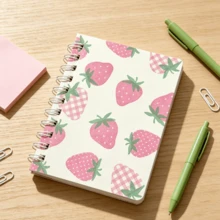 60 Pages/Book Cute Strawberry Spiral Notebook, Ins Style Pocket Small Notebook Portable Memo Pad, Student Creative Message Journal Notebook - Rectangle - View 2