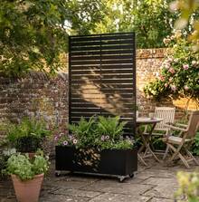 Galvanized Steel Screen Planter With Wheels, Movable Metal Raised Garden Bed, Privacy Partition Trellis, Suitable For Courtyards, Balconies, And Terraces - Black - View 2