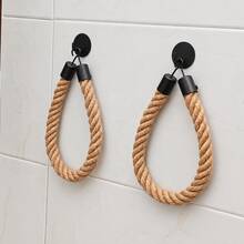 2pcs/Set Rope Wall-Mounted Toilet Paper Holder, Self-Adhesive Toilet Paper Roll Storage Rack, Rustic Hemp Rope Bathroom Accessory, Suitable For Bathroom, Restroom, Farmhouse Style Home Decor, Space-Saving Countertop, Sturdy Support For Toilet Paper - Multicolor - View 4