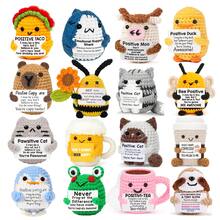 1pc Positive Energy Crochet Animal, Emotional Encouragement Birthday Gift, Gift For Friends, Handmade Knitted Penguin, Shark, Duck, Cat Pattern, Suitable For Women, Colleagues, Friends, Students, As Birthday, Christmas, Valentine's Day Support Small Gift. - Multicolor - View 1