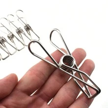 10pcs All Metal Stainless Steel Rust-Proof Strong Clips 3.4 Inches (Approx. 8.6 Cm) Large Size Non-Detachable For Clothing Storage, Snack Bag Clips - Multicolor - View 15