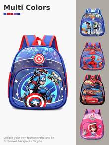 Disney Spider-Man, Sofia, 95 Racing, Frozen Cartoon Superhero Princess Racing Backpack, Multi-Color Anime Comic Hero Racing Theme School Bag, Women's Fashion Lightweight Durable Large Capacity Daily Backpack, Casual Cartoon Backpack With Front Pocket, Travel Commute Shoulder Bag Suitable For Travel And School Use, Christmas Gift, Cute 3D Cartoon Pattern Backpack - Multicolor - View 4