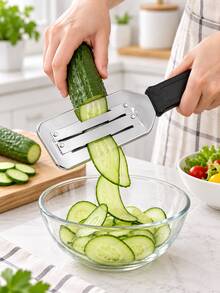 2 buah Alat Pengiris dan Pencincang Sayuran Pisau Ganda Stainless Steel, Pencacah Sayuran Genggam, Pengiris Sayuran Pisau Ganda, Cocok untuk Kubis, Mentimun, Wortel, dan Persiapan Makanan Dapur - MultiWarna - View 6