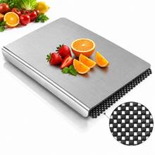 Stainless Steel Cutting Board With PVC Non-Slip Pad, Metal Prep Board For Meat, Vegetables, Fruit Cutting And Dough Kneading, Kitchen Cutting Board - Multicolor - View 2